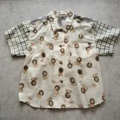 子供服　ライオンプリント 半袖　柄シャツ　ハンドメイド