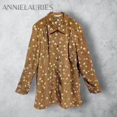【ANNIELAURIES】　花柄シャツ　レトロ　ゆったり サイズ　洗える