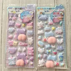 くま　ねこ　おしりシール　ぷにぷに　おしりぷっくりシール　紫水色　1