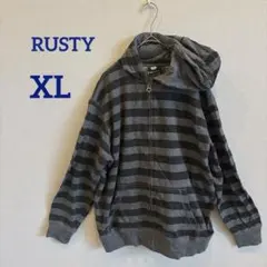 美品✨RUSTY 【XL】ストライプ フード付きジャケット　グレー　冬服