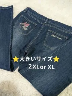 ち*ん様 ディズニー 大きいサイズ ミニーマウス XL 刺繍 ストレートデニムのサムネイル