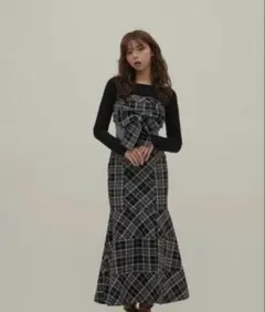 Juni check dress black sサイズ