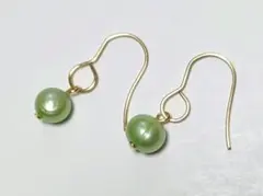 バロックパール☆ピアス　天然　グリーン　No.133