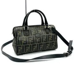 【FENDI】ミニボストンバッグ　ズッカ柄　ゴールド金具　PVC 自立
