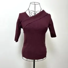 AZUL BY MOUSSYバーガンディ ラップスタイル 五分袖ニットS
