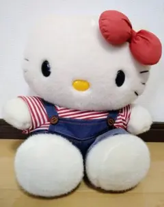 ハローキティー　オーバーオール姿 ぬいぐるみ　サイズ大　《レア物》