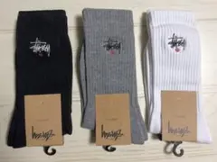 3足セット stussy ステューシー ロゴ ソックス 靴下 メンズ