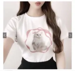キャットプリントショート丈Tシャツ［dk1216］のサムネイル