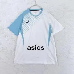 アシックス◆asics 半袖プリントTシャツ S ライトブルー スポーツ テニス