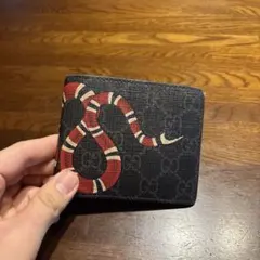 グッチ GUCCI 二つ折り財布 メンズ キングスネーク プリント GG