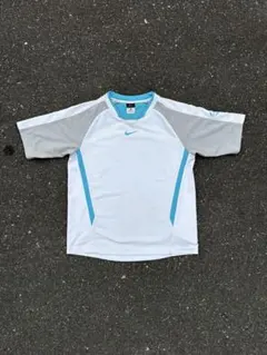 00s NIKE 半袖Tシャツ M 白 水色 y2k archive テック系