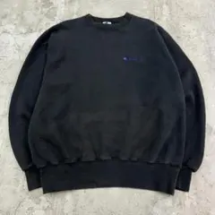チャンピオン　刺繍ロゴ　ワンポイント　トップス　スウェット　古着　ブラック　XL