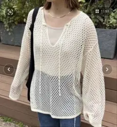 【nemne store】スキッパーメッシュプルオーバー Sのサムネイル
