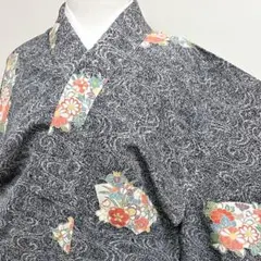 小紋 洗える着物 南天 リーフ 縦縞 色紙散らし 着物 039k - メルカリ