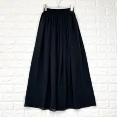 s2557 　エモダ/S/黒/ロングフレアスカート/ウエストゴム/シフォン素材/