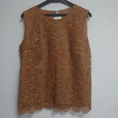 ★のんママ様専用★☆新品☆【ユニクロ】ブラウン レース ノースリーブ ，トップス