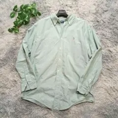 【Ralph Lauren】 ミントグリーン 長袖シャツ 15-32 M-L相当