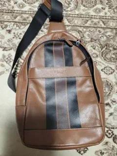 COACH ブラウン ストライプ ショルダーバッグ