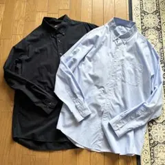 UNIQLO ブロードシャツ ボタンダウン 2枚セット ブルー/ネイビー