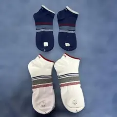 オンサイドストライプデザインソックス 4足セット 23-25cm