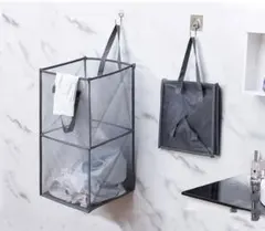 美品✨ランドリーバスケット 折りたたみ 大容量 スリム 洗濯カゴ メッシュ