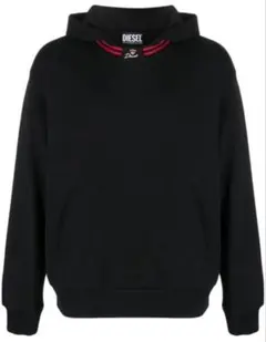 DIESEL メンズパーカー レイヤード ブラック ディーゼルサイズXL