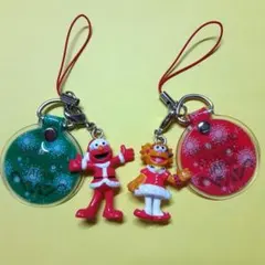 セサミストリート　 クリスマス　エルモ　 ゾーイ ストラップ　2点セット