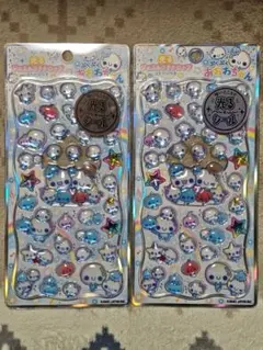 【2個セット】ぷくぷくあわわちゃん　光るジュエルプチドロップシール　ストーンつき
