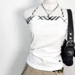 Y2K❤️ BURBERRY BLUE LABEL ロゴ ホルターネックキャミのサムネイル