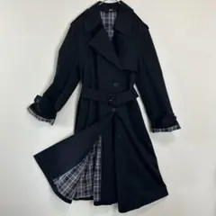 美品　UNIQLO C トレンチコート ブラック　裏地　チェック　ロングコート