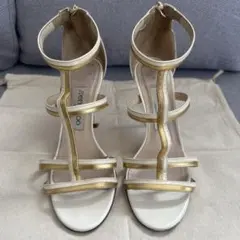 JIMMY CHOO ホワイト×ゴールド サンダル 36