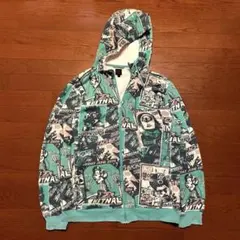 90s old adidas 総柄グラフィック zip upパーカー XL