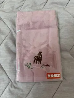 奈良限定 鹿刺繍 ガーゼタオル ピンク
