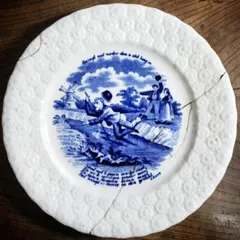 稀少 19世紀 オランダ マーストリヒト 皿 プレート 諺 風刺画 難有 骨董 稀少 19世紀 オランダ マーストリヒト 皿 プレート 諺 風刺画 難有