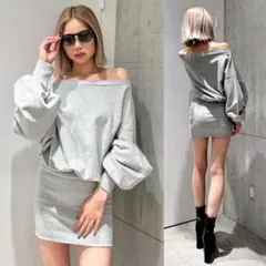 GYDA ドッキングオフショルスウェットワンピ グレーのサムネイル