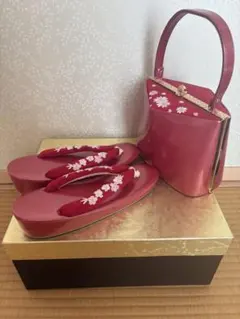 振袖用 草履 バッグセット フリーサイズ 赤エナメル素材