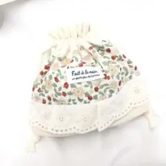ミニ巾着袋  〚いちご柄〛
