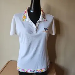 レオナールスポーツホワイト ポロシャツ レディース レオナール スポーツ ロゴ長袖ポロシャツ ゴルフウェア ホワイト