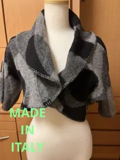 【イタリア製】SUPEPOSER ボレロ　ヘチマカラー　グレー×ブラック