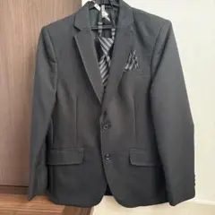 卒業式　男の子　ブラックストライプ フォーマルスーツ　160cm