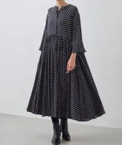 BEARDSLEY ビアズリー ☆ドット 水玉 ワンピース☆黒×白 サイズ0