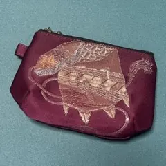 ハンドメイド 帯リメイク 刺繍ミニミニふっくらポーチ 化粧ポーチ 布小物入れ