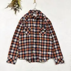 2L◎ ピコ チェック ネルシャツ 長袖 ロゴ刺繍 ハワイ ビックシルエット 綿のサムネイル