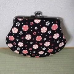 和柄がま口ポーチ