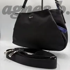 ✨未使用品✨【agnes b. 】2Way トート ショルダーバッグ 黒／青