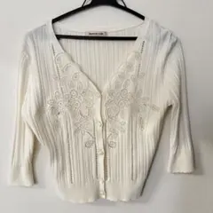 Apuweiser-riche アプワイザーリッシェ 花柄刺繍7分袖カーディガン