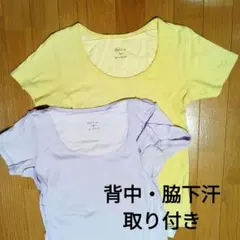 Clef de sol レディース背中・脇下汗取り付き 半袖Tシャツ 2枚のサムネイル