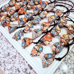 わんちゃん用　幾何学柄レトロカラートリミングチョーカーふわふわリボン18個セット