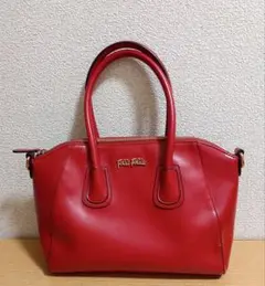 難あり フォリフォリ Folli Follie バッグ レッド 赤 A4 レザー