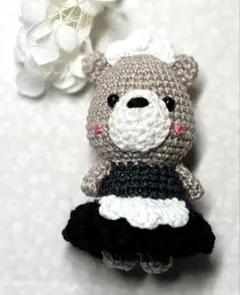 ほっこり顔のくま あみぐるみキーホルダー 小さめ ハンドメイド くまカフェ